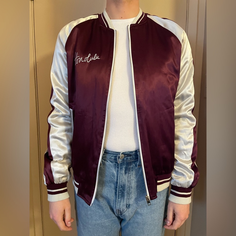 Topman Embroidered Satin Souvenir Jacket